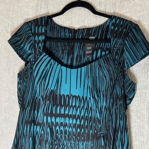 Bisou Bisou blue and black dress size 14